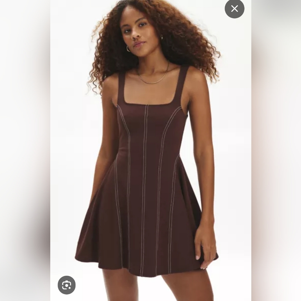 NWT Kimchi Blue Mabel Corset Seam Fit-And-Flare Mini Dress Size S/P In Chocolate